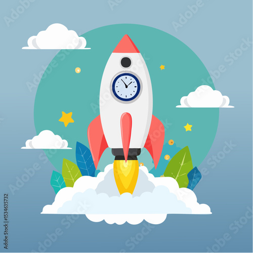 Success achievement, boost growth development to reach target, leadership to win business challenge, startup, entrepreneur or ambition to win, businessman riding fast rocket to reach success sta