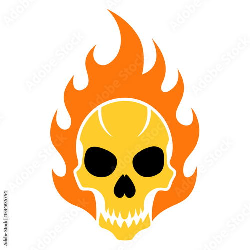Flaming skull vector art illustration