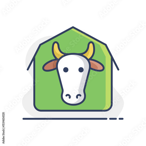 Cowshed vector icon. Farm animal sign