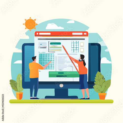 Build website with template customization, SEO optimization for search result, develop app or wireframe, customizable software development concept, hands help building website on computer scree