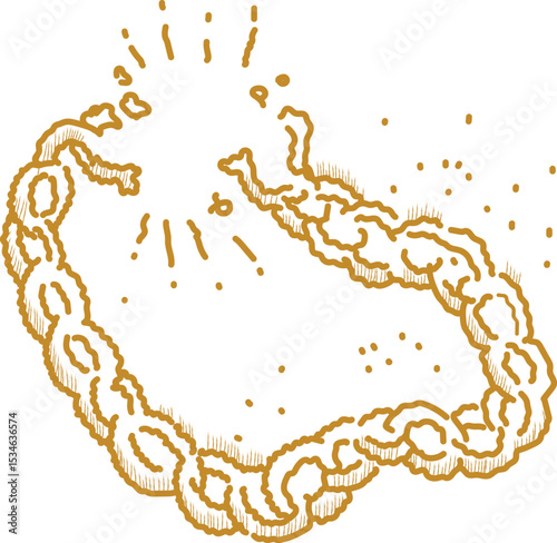Artistic drawing of a breaking chain, symbolizing freedom, resistance, and the powerful release from limitations through creative expression.