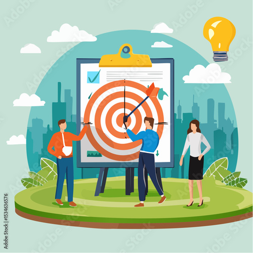 Strategic planning, plan to overcome difficulty or obstacle to reach goal or target, team brainstorm or competitor analysis, business success concept, business team planning for success tactic char