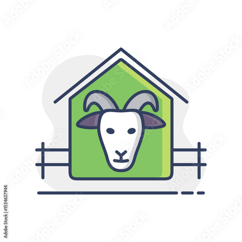 Goat house vector isolated icon. Farm animal sign