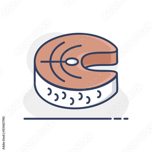 Steak of red fish salmon vector isolated icon