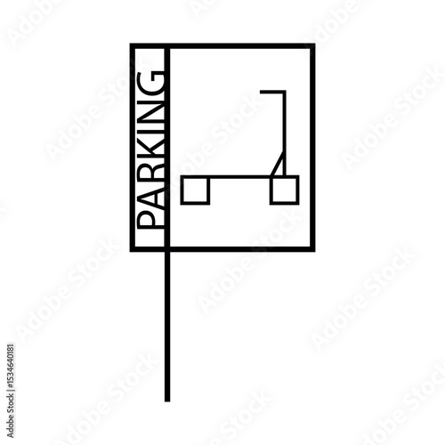 Electric scooter parking sign. Square lines sign