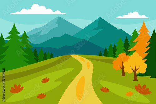 Autumn Mountain Path A Scenic Hiking Trail Illustration
