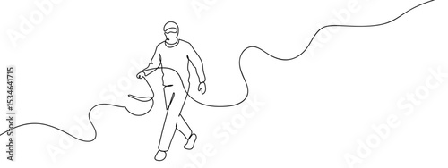 Continuous line, thief, robber Hand drawn vector art lines on transparent background. Editable strokes.