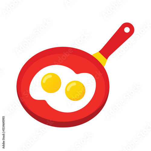Sunny-Side Up Eggs in a Red Frying Pan A Simple Breakfast Delight