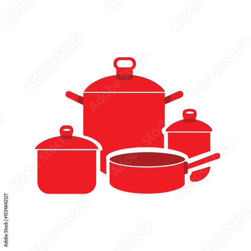 Red Cookware Set Pots, Pans, and Kitchen Essentials for Cooking