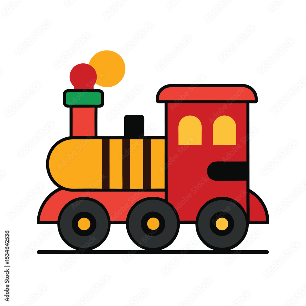 Naklejka premium Colorful Toy Train Illustration A Whimsical Design for Children's Books and Projects