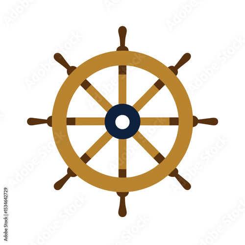 Nautical Ship Wheel Vintage Maritime Steering Wheel Illustration