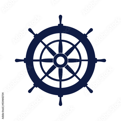 Nautical Ship Wheel Classic Maritime Icon, Vector Illustration