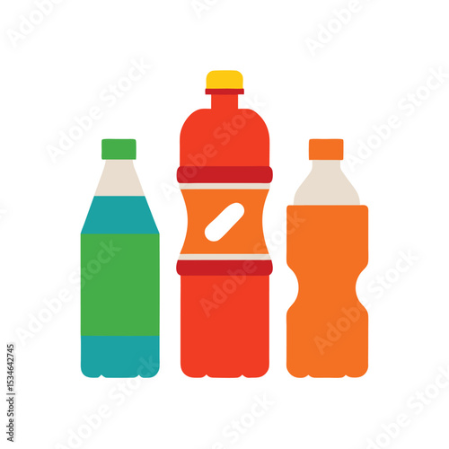 Refreshing Beverage Bottles A Colorful Collection of Drinks in Plastic Bottles
