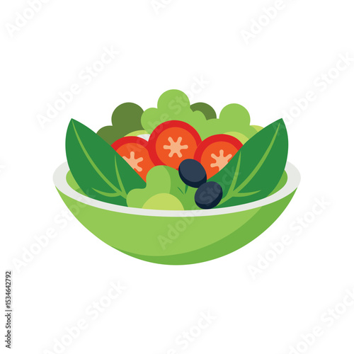 Delicious and Healthy Salad A Vibrant Mix of Greens, Tomatoes, and Olives
