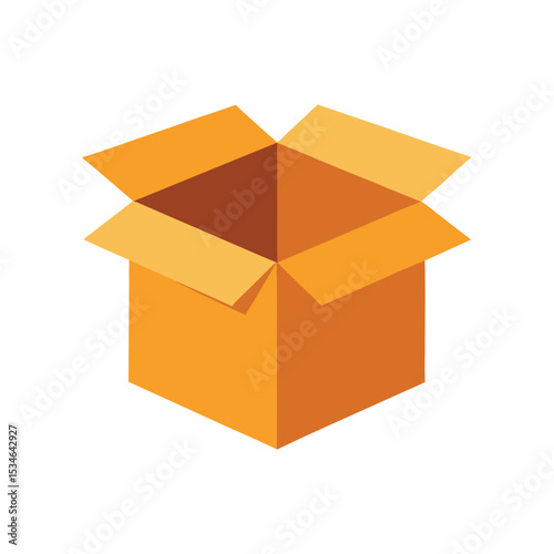Open Cardboard Box Empty Package, Ready for Shipping or Storage