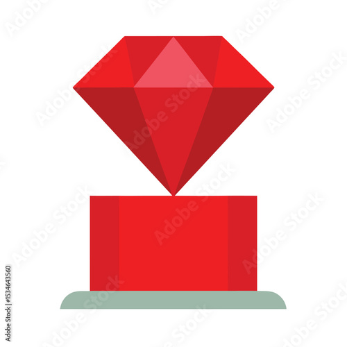 Red Gemstone on Display A Sparkling Jewel Illustration