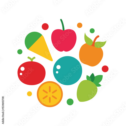 Vibrant Fruits and Vegetables A Colorful Circle of Goodness