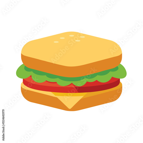 Delicious Square Burger A Simple Yet Satisfying Sandwich Illustration