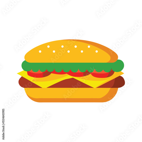 Delicious Burger Illustration Juicy Patty, Melted Cheese, Fresh Veggies