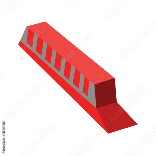 Red and Gray Isometric Speed Bump Design 3D Model for Road Safety Illustrations