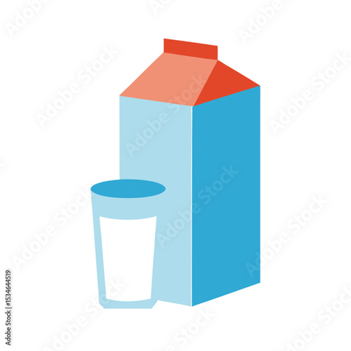 Refreshing Milk Carton and Glass Illustration