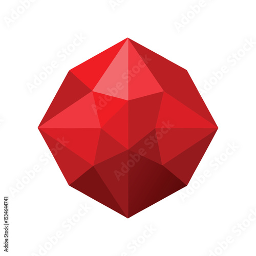 Red Geometric Gem Low Poly 3D Model Design