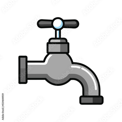 Water Tap Illustration Simple Design of a Metal Faucet