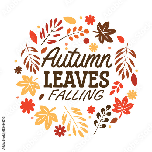 Autumn Leaves Falling Typography Design