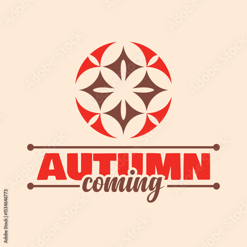 Autumn Coming Typography with Circular Motif