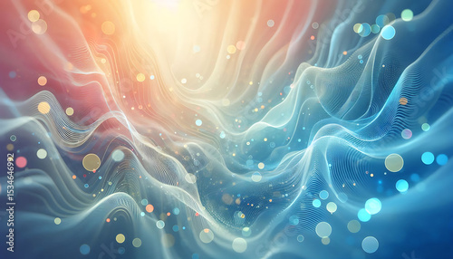 abstract background with wave soft color ,random wave,left to right,random wave,down left to top right,blue light color,and bokeh
