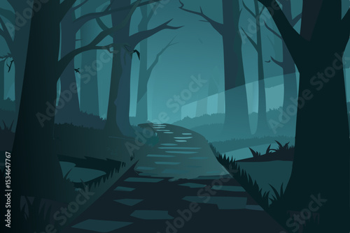 misty morning in the forest