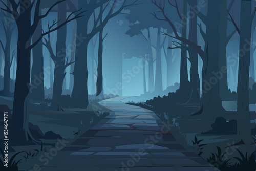 foggy night in the forest