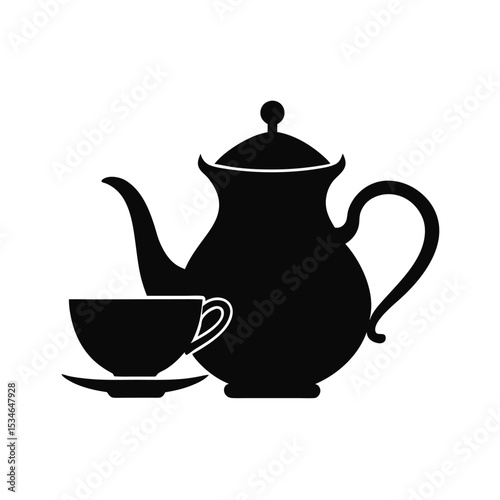 Elegant Teapot and Teacup Silhouette A Classic Tea Time Illustration