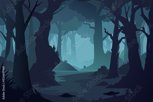 night scene with trees and moon