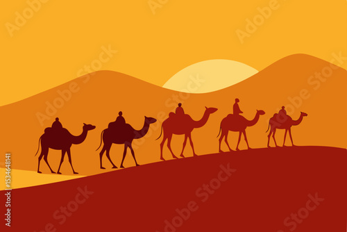 camels in the desert