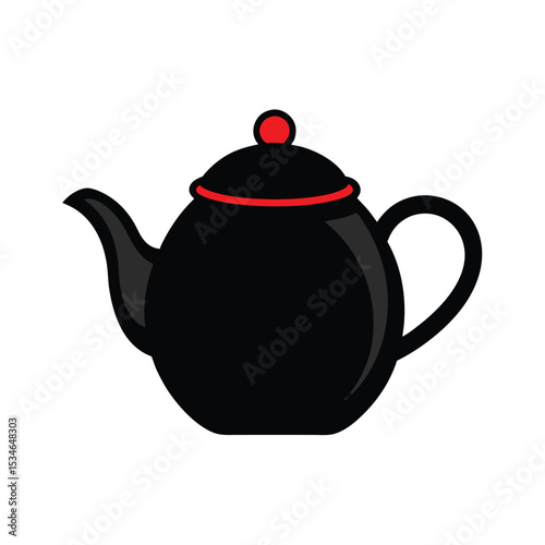 Elegant Black Teapot Illustration Perfect for Brewing and Design Projects