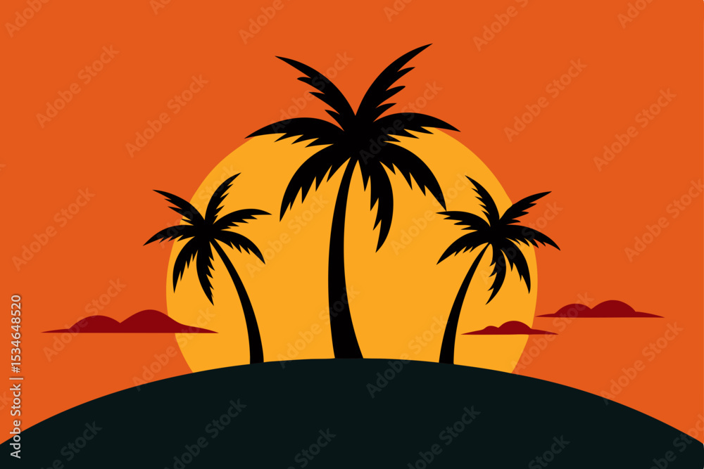 Obraz premium palm tree silhouette on the beach