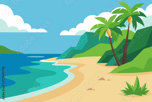 tropical island with palm trees