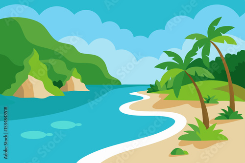tropical island with palm trees