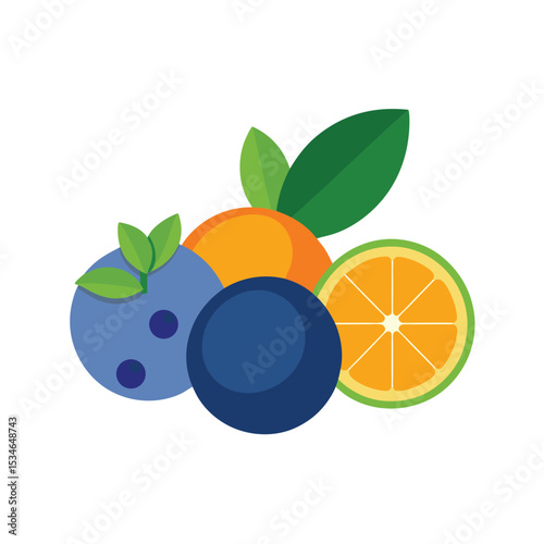 Vibrant Citrus and Blueberry Blend A Fresh and Zesty Illustration