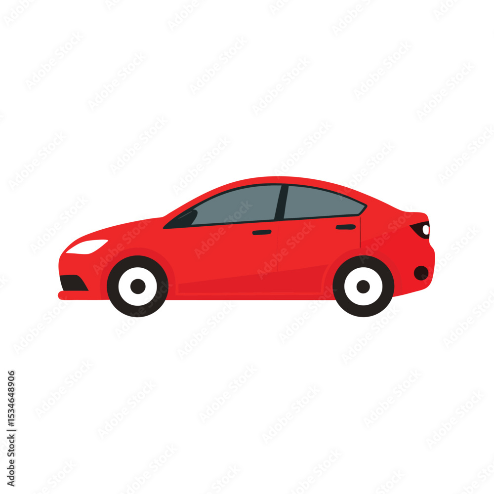 Fototapeta premium Sleek Red Sedan A Modern Car Illustration