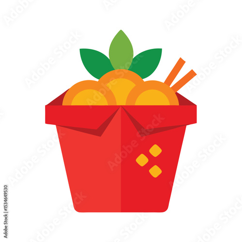 Delicious Asian Noodles in a Red Takeout Box A Culinary Delight