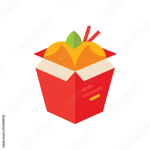 Delicious Asian Cuisine Savory Takeout in a Red Box