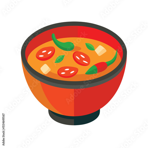 Delicious Spicy Tomato Soup in a Red Bowl A Culinary Delight