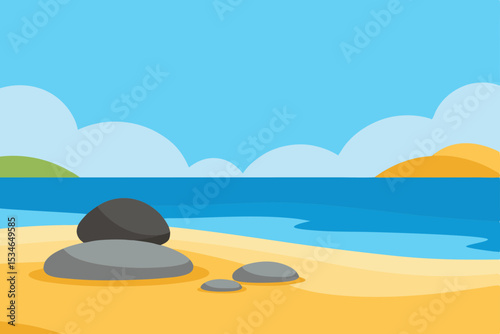Tropical paradise: sun-kissed sand, blue ocean waves, and an endless summer sky