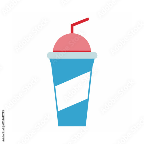 Refreshing Frozen Drink in a Blue Cup with a Straw A Cool Summer Treat