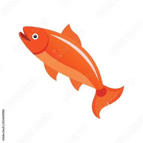Vibrant Orange Fish Illustration Leaping Salmon Design