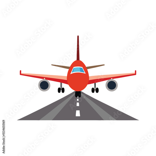 Red Airplane Taking Off Runway, Flight, Travel, Journey, Aviation