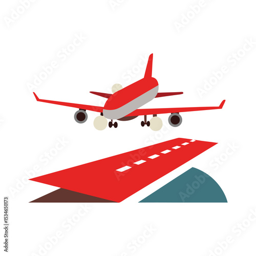 Airplane Landing A Stunning Vector Illustration of Air Travel