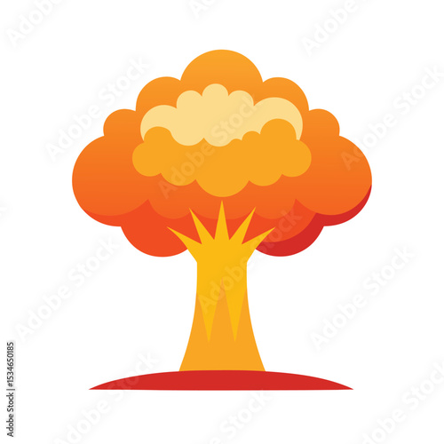Fiery Atomic Mushroom Cloud A Powerful Explosion Illustration